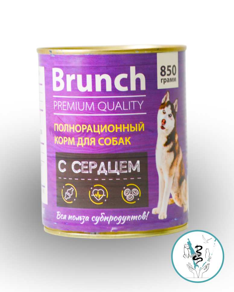 Бранч Корм влажный для собак с сердцем, 850 гр