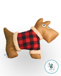 Игрушка собака мягкая силуэт красная клетка