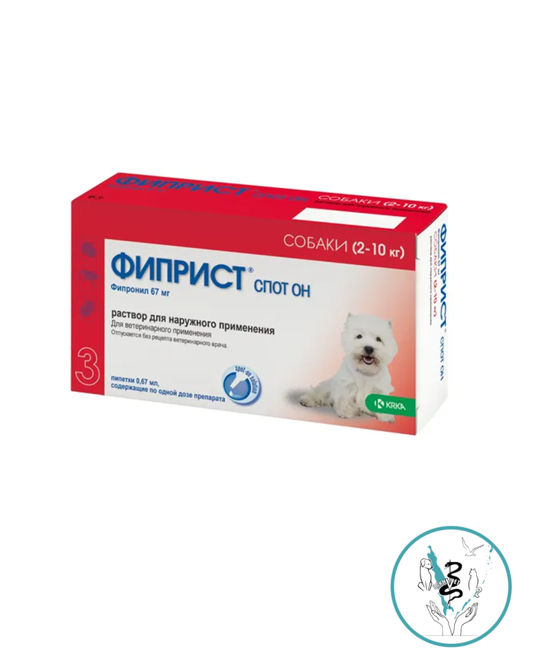 ФИПРИСТ спот он (для собак 2-10 кг) 1 пипетка 0,67 мл ФИПРИСТ спот он (для собак 2-10 кг) 1 пипетка 0,67 мл