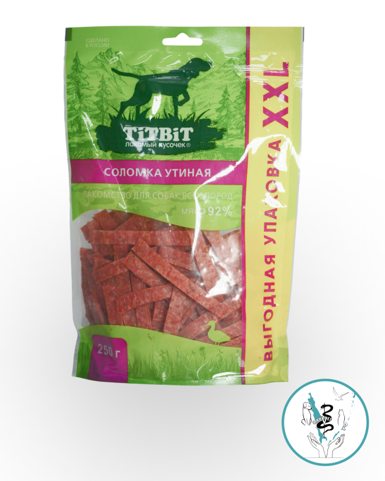 Соломка утиная для собак XXL всех пород (выгодная упаковка) 250 г