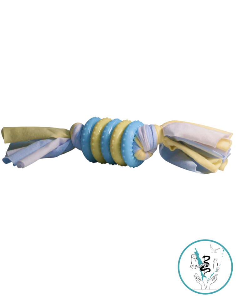 Игрушка кольца из ТПР на лентах 21 см голубой