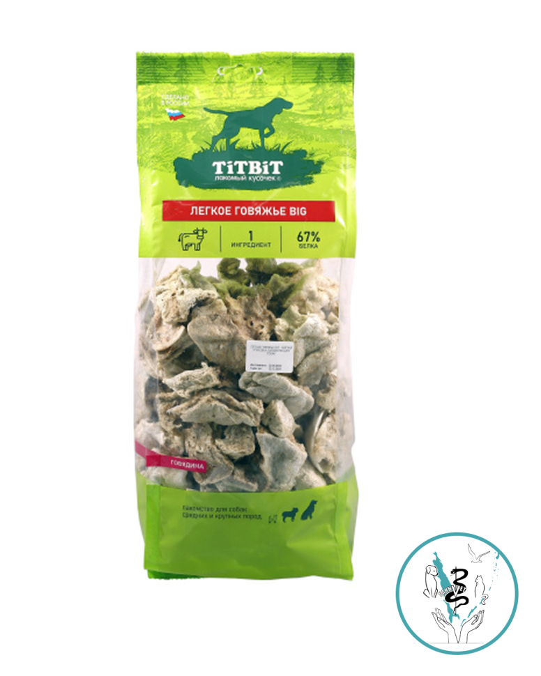 Титбит для собак Легкое говяжье BIG (мягкая упаковка) 140 гр. Титбит для собак Легкое говяжье BIG (мягкая упаковка) 140 гр.