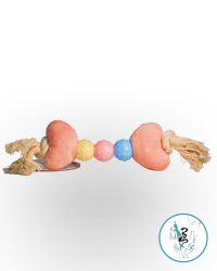 Кость из плюша и ТПР на канате 18 см, розовый