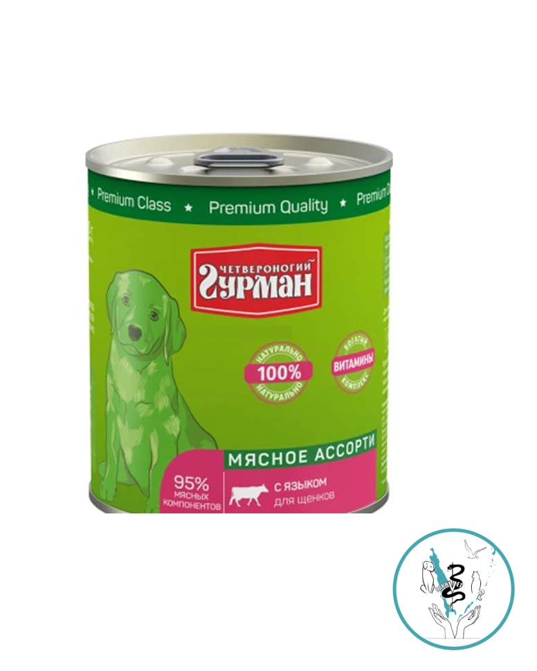 Четвероногий Гурман конс. д/щенков Язык 340 гр.