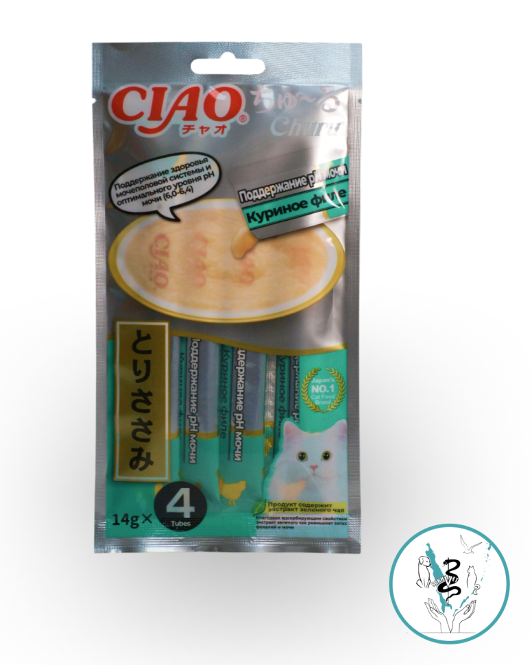 Инаба корм д/кошек куриное филе, поддержание рН мочи 14г