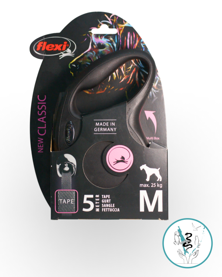 Камон поводок рулетка черная лента  М-5 м