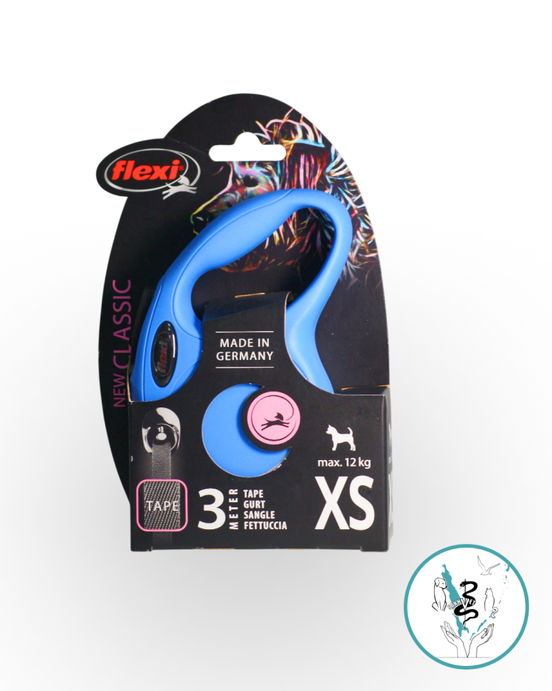 Камон поводок рулетка лента синяя XS 3 м