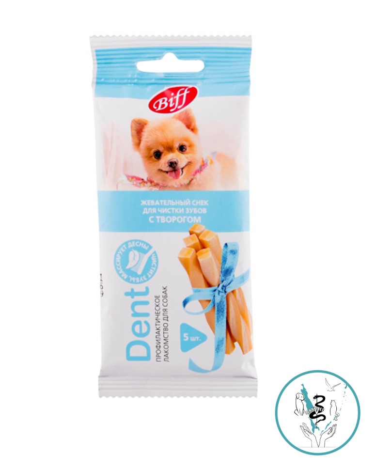 Титбит д\с Жевательный  снек DENT мел.соб с творогом 1 уп( 5 шт)