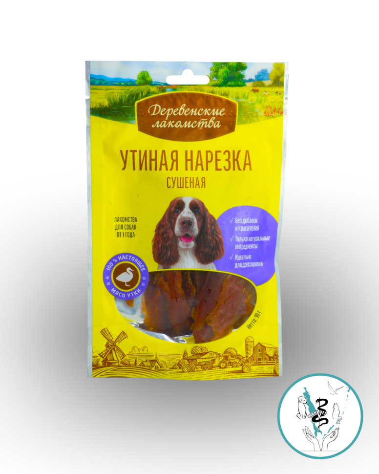 Деревенкие лакомства для взрослых собак  Утиная нарезка сушеная  90 гр