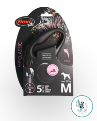 Камон поводок рулетка со шнурком лента черная М 5 м