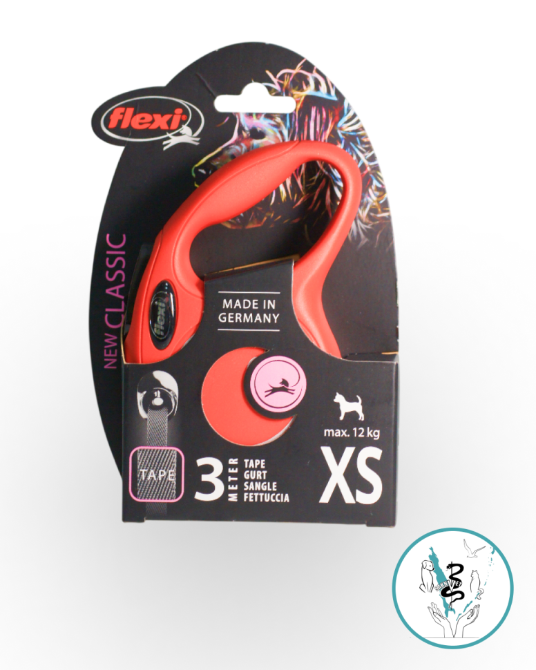 Камон поводок рулетка лента красная XS 3 м