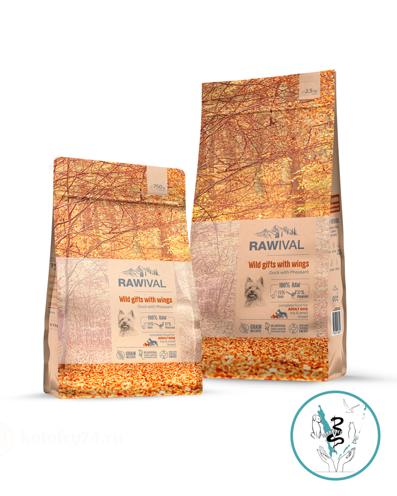 Уценка Равивал для/собак средн. и крупных пород утка с фазаном 2,5кг